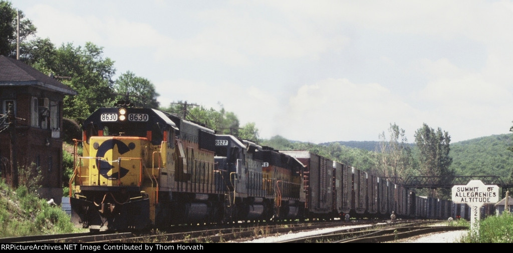 CO 8630 leads a mixed freight to the summit